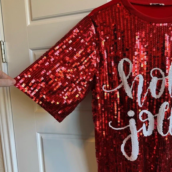 Red Sequin 'Holly Jolly' Top - Picture 2 of 6
